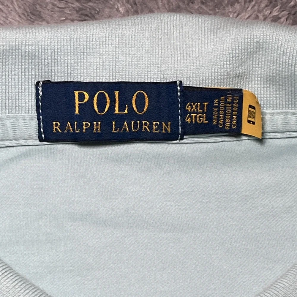 Polo Ralph Lauren Light Blue Men's Short Sleeve SZ 4XLT Flesh Pony Preppy Shirt